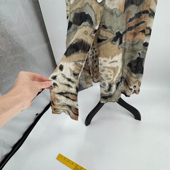 Vintage Tuzzi Animal Print Maxi Skirt Womens L Full Button Up Detail Flowy Artsy - Picture 4 of 8